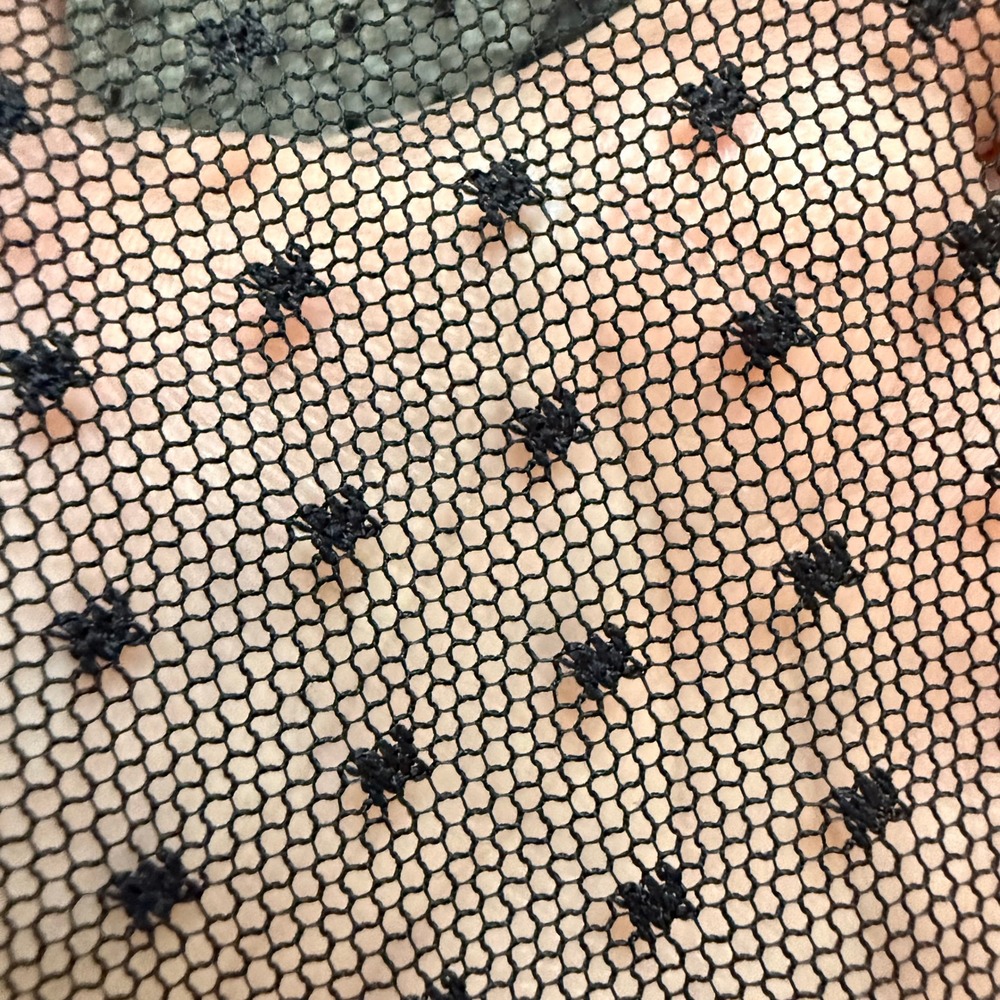 Zara Womens Black Sheer Mesh Polka Dot Top Small Short Sleeve Relaxed - Picture 9 of 9